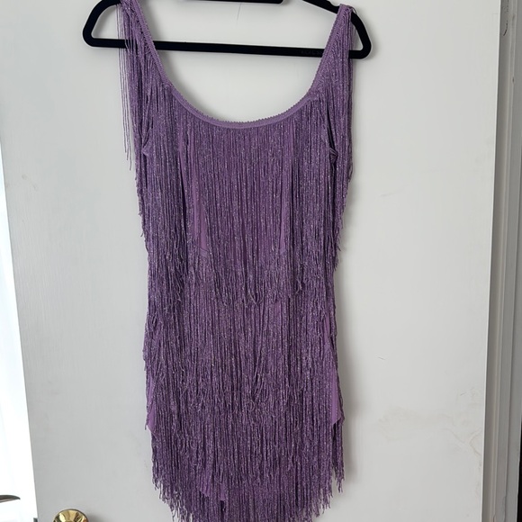 Amazon Dresses & Skirts - Amazon Purple Fringe Mini Dress